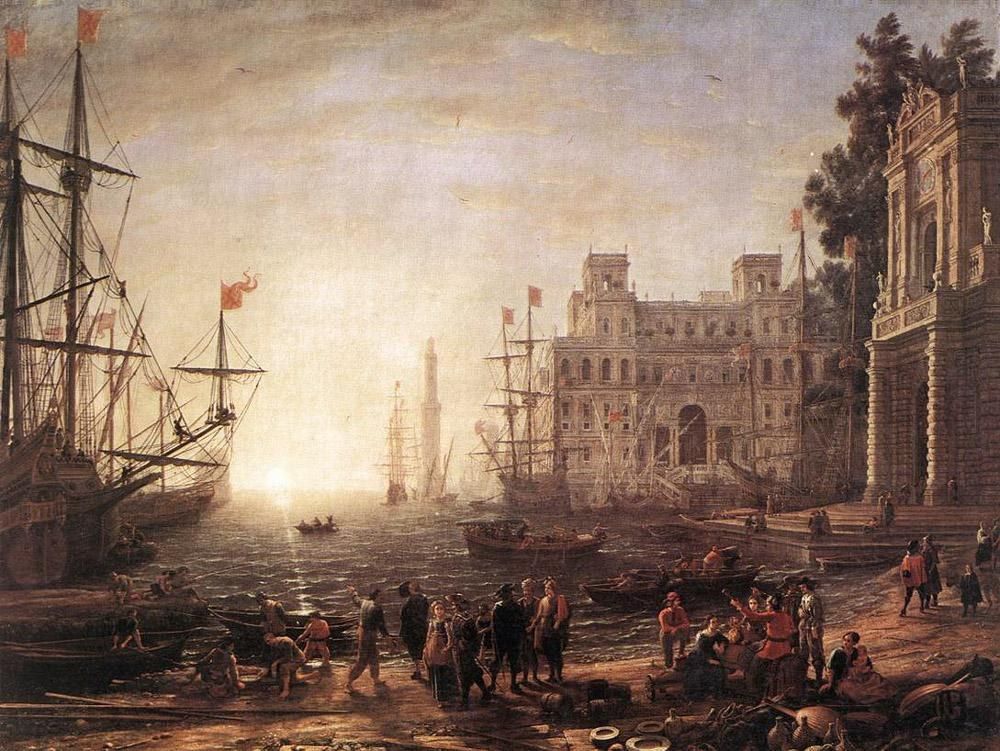 Claude Lorrain Port Scene with the Villa Medici
